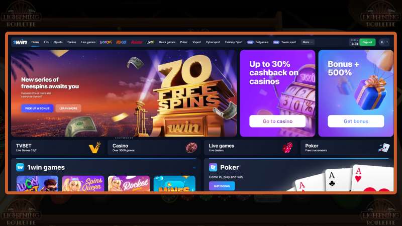 Registrati al Casinò 1Win e gioca alla Lightning Roulette